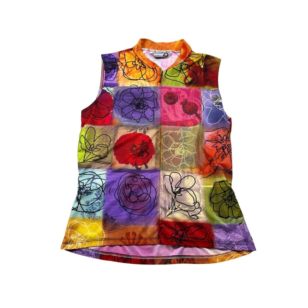 Sugoi Women's Cycling Jersey Multicolor Floral Short Sleeve Bike Shirt